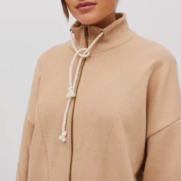 BDG Porter Zip-Up Sweatshirt Jacket Natural Beige Cream - Picture 4 of 5